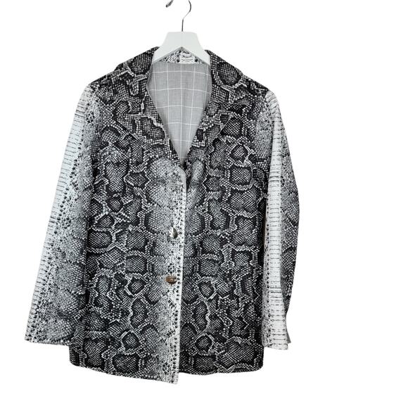 Snakeskin Print Reversible with Gray Windowpane Plaid Weather Resistant Jacket - Picture 2 of 6
